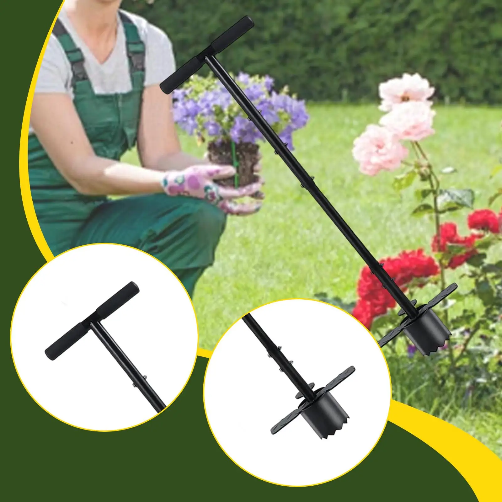Long Grip Bulb Planter Sod Plugger Tool for Lawn Tray Cutting Grass Plugger Planting Tool for Landscaping