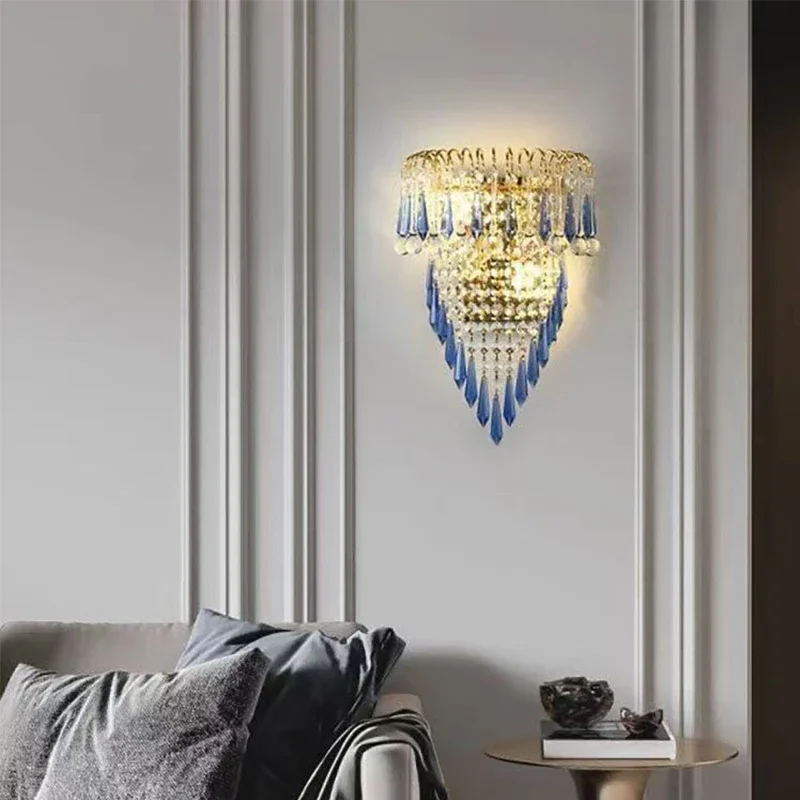 SEAN Contemporary crystal  Wall Lamp Indoor Art Living Room Bedroom Bedside Lamp luxurious Hotel Corridor Hallway Wall Lamp