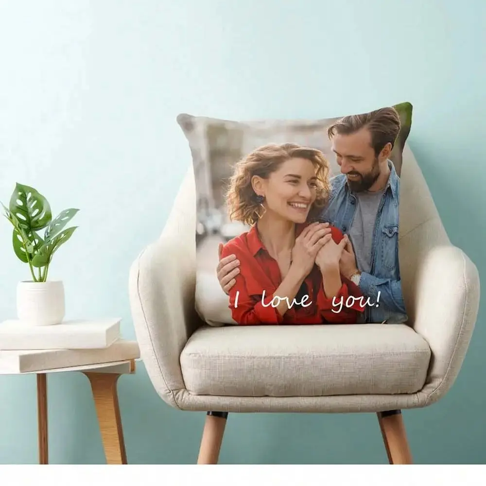 

Custom Love Photo Cushion ,DIY Customized Throw Pillow Home Decorative, Square Wedding Pet Baby Mother's Day Gift Print