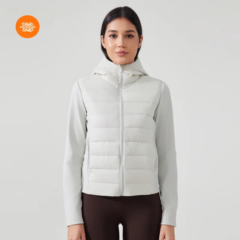 DAVIDSHAO EU US taille automne hiver imperméable léger doudoune femmes à capuche fermeture éclair col montant chaud Fitness sport manteau