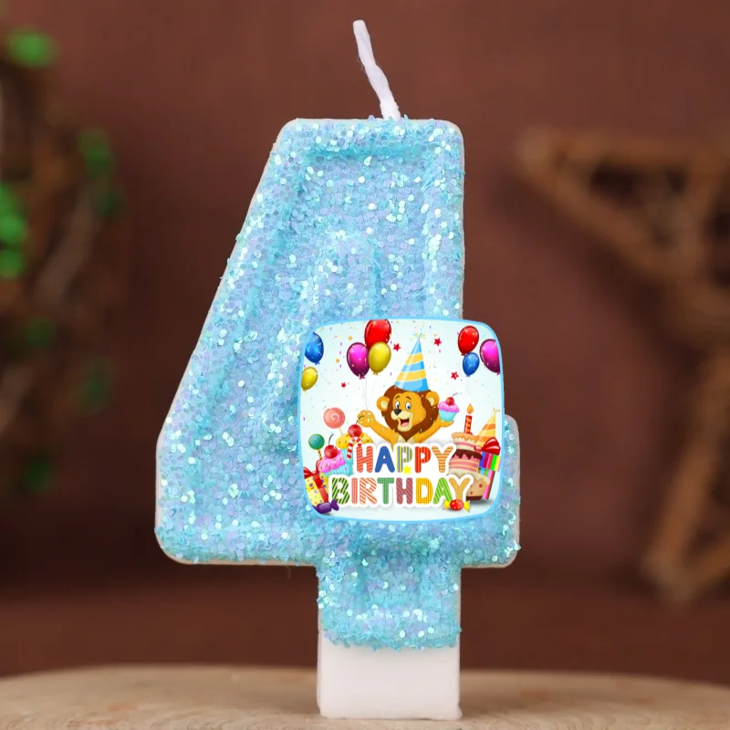 Happy Birthday Cake Topper Decorated Digital Lion Animal Candle Children's Delicate 0-9 Number Candle Party Decor Gift Boy Girl - view 5