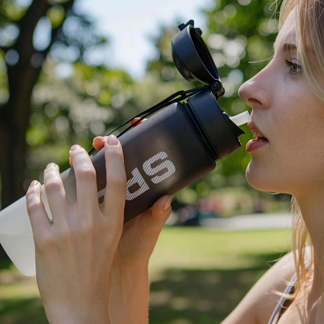 1000ml large capacity sports water bottle for men fitness plastic space cup student outdoor portable leak-proof grab-and-go cup