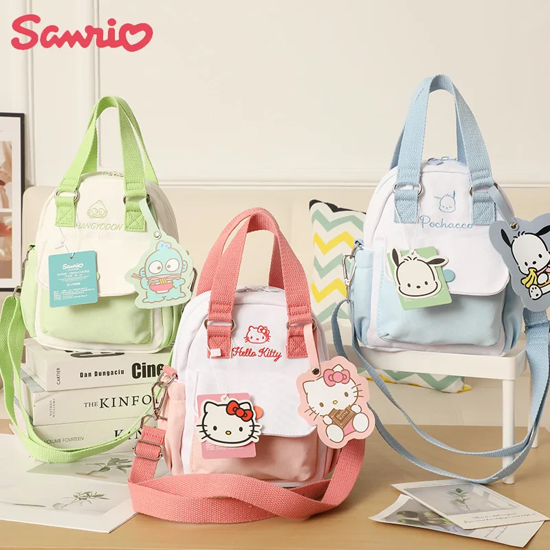 Sanrio Kuromi My Melody Cinnamoroll Hangyodon Hello Kitty Cute Mini Crossbody Bag Women Canvas Shoulder Bag Holiday Handbag