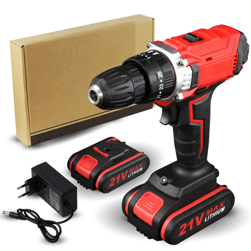 Multi functional impact drill household 21V lithium battery hand electric drill hole drilling wall brush charging drill set elec