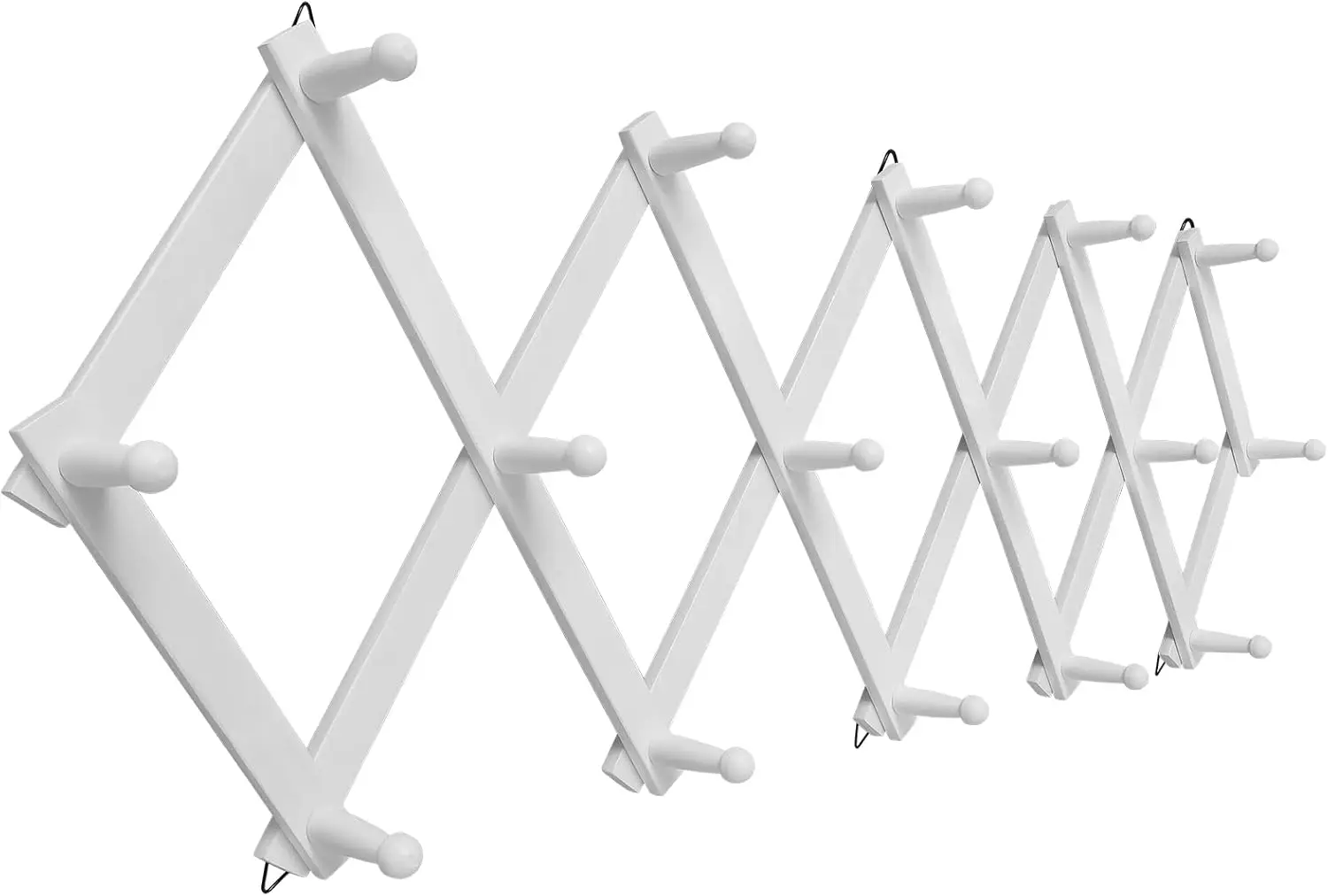 

Раздвижная настенная вешалка с 16 крючками для кружек, чашек, сумок, пальто и шляп - белая