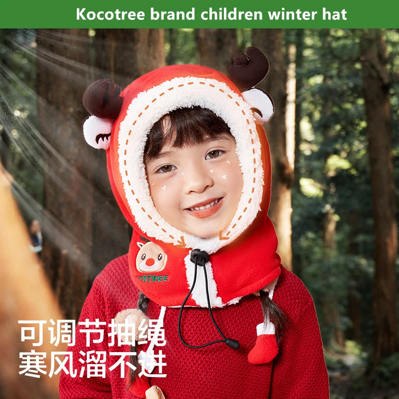 1 To 10 Years Old Boy Girl Winter Hat Neck Warm Cartoon Animal Windproof  Child Fleece Balaclava Kids Hiking Ski Cap