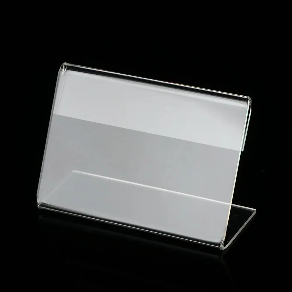 Clear Price Tag Clip Sign Card Holder Stands Poster Racks 10pcs Plastic Mini Label Racks Acrylic Card Display Holder