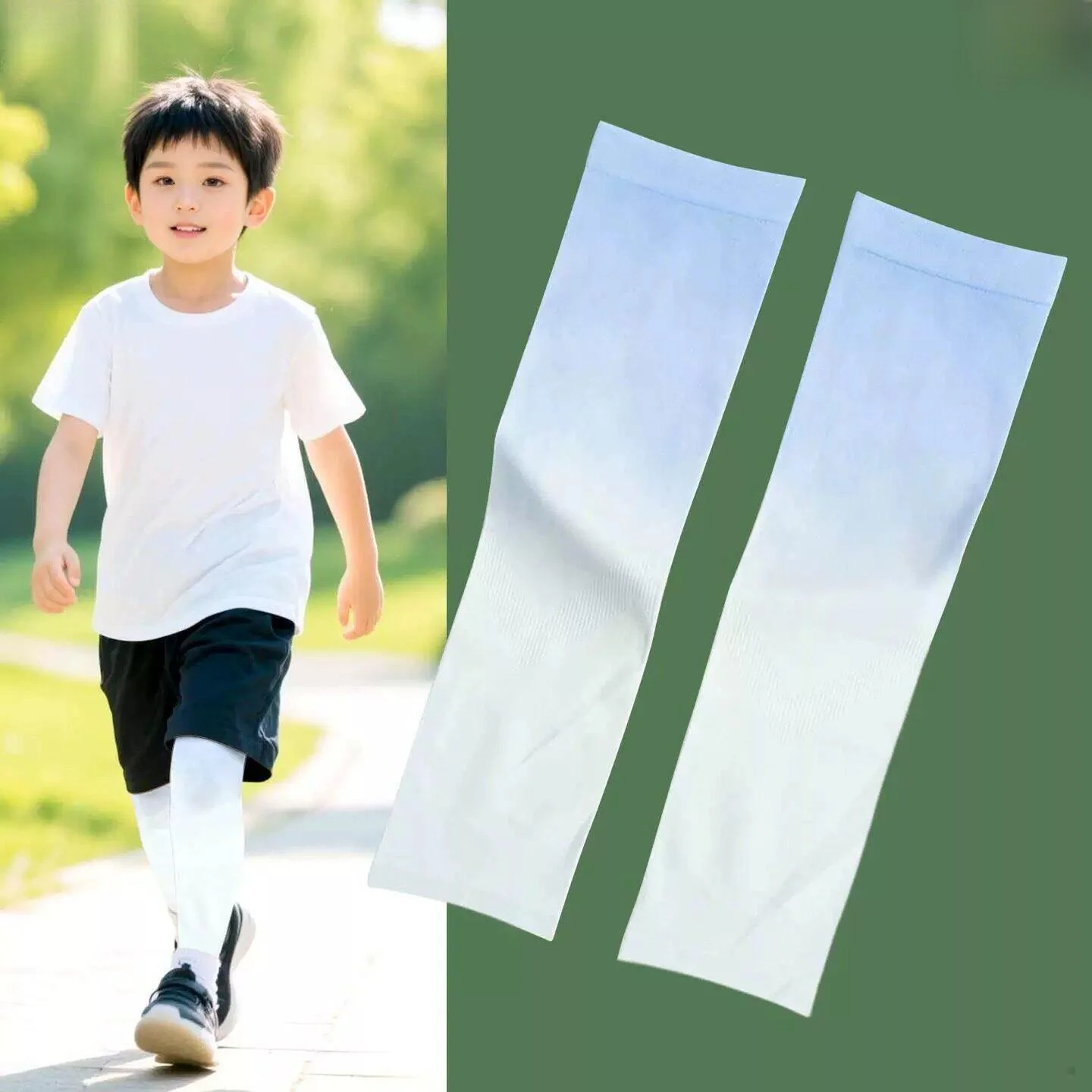 子供用アイスシルクレギンス、通気性のある日焼け防止スポーツニーハイソックス、男の子と女の子のためのベビーサンシェード、涼しく快適。