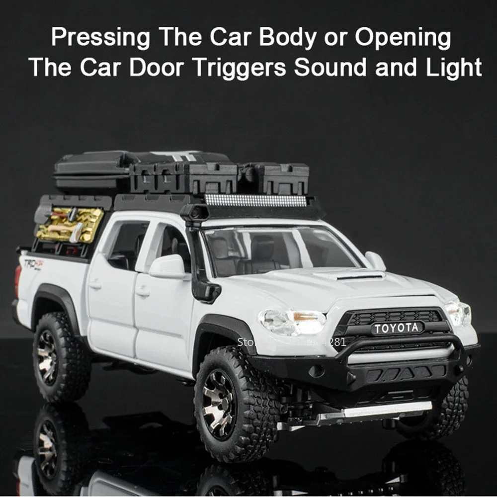 1:32 Tacoma Legierung Spielzeug Diecast Modell Reise Version Auto Türen Geöffnet Sound Licht Zurückziehen Geländewagen für Kinder Freund geschenk