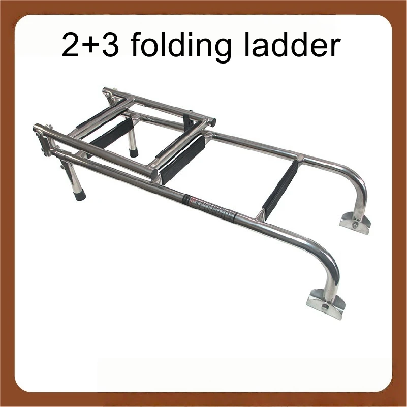 سلم قابل للطي من الفولاذ المقاوم للصدأ، 2+3 سلم قابل للطي، سلم تلسكوبي محمول، سلم الصعود