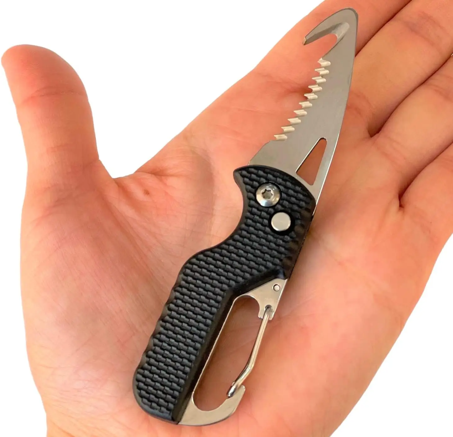 Portable Express Parcel Knife Black Blade Stainless Serrated Hook Knife For Outdoor Camping Carry-on Unpacking Folding Cutter