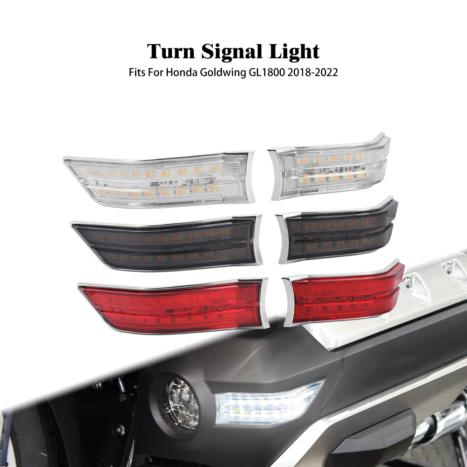 

Motorcycle LED Cowl Turn Signal Lights Front Side Running Indicators For Honda Gold Wing GL1800 Goldwing 2018-2021 2022 2023 24