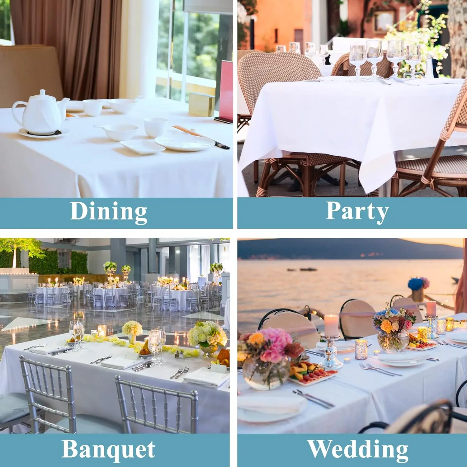 6 Packs White Satin Tablecloth Overlay Satin Table Cover Rectangle Bright Silk Tablecloth Smooth Fabric Table Decoration for Wedding Banquet Party Events