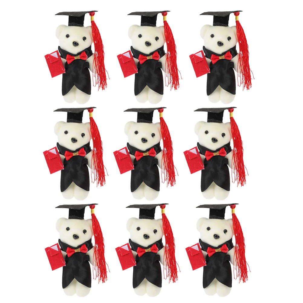 

9 Pcs Graduation Season Dr Bear Plush Gift Cute Toy Party Adorable Decorate Delicate Stuffed Present Polyester