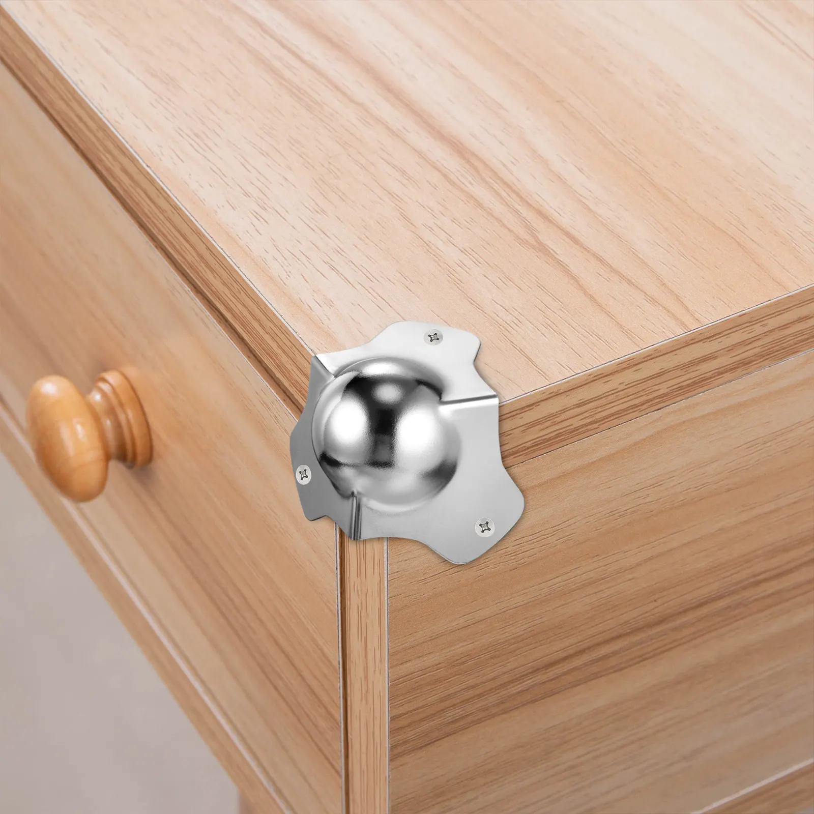 

8 Pcs Corner Edge Protector Clear White Protection Metal Ball End Protectors Rounded Corner Protectors Metal Furniture Corners
