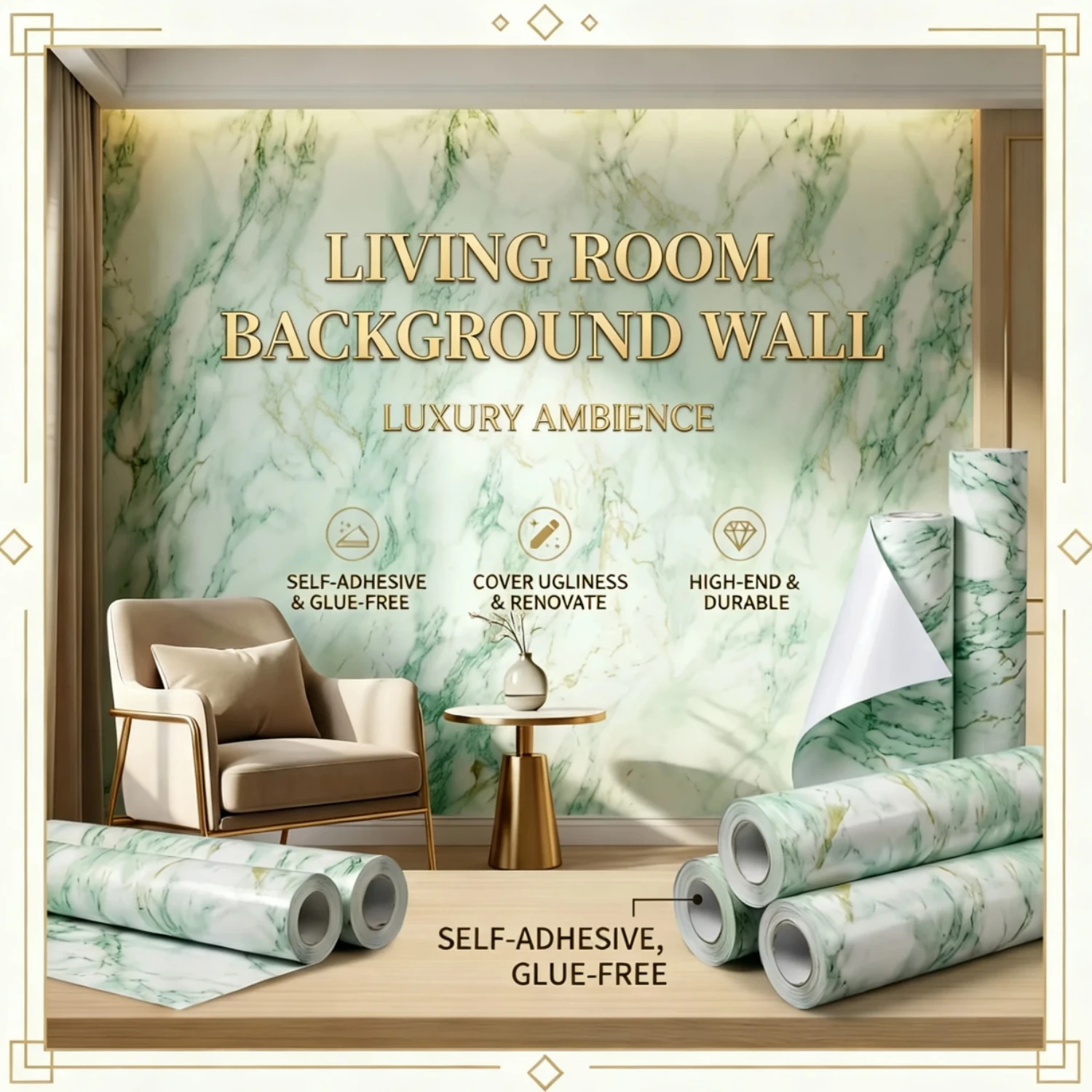 Self-Adhesive Granite Wallpaper Kitchen Oil-Proof Film Stove Waterproof Countertop Cabinet Table Renovation Marble Wall Stickers