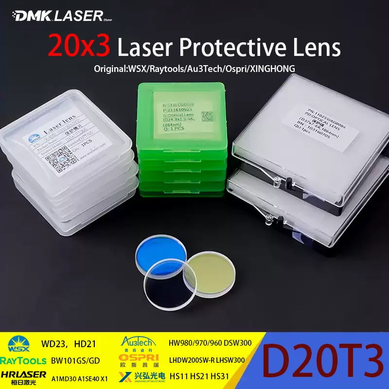 20x3 Laser Welding Protective Windows Lens D20T3 JGS1 Fused Quartz Coating Lenses For Raytools BW101 HW980 Ospri WSX WD23 HD21