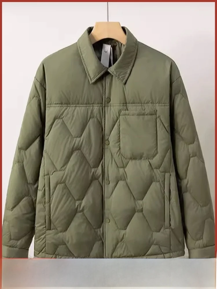 

Men's irt-Sle Du down Jaet Lightweight Warm Comfortable 90 Du down Collared Versatile Sli Ci Casual Outerwear