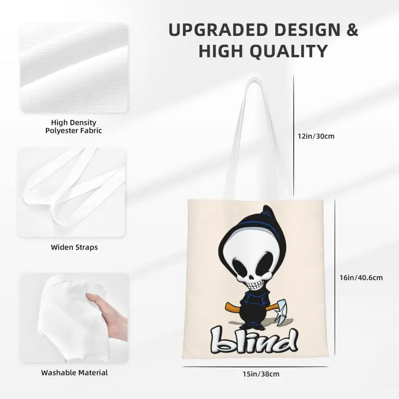 แฟชั่นตาบอด Grim Reaper ช้อปปิ้งกระเป๋าโท้ทรีไซเคิล Spitfire ร้านขายของชำ Canvas Shopper กระเป๋าสะพายไหล่