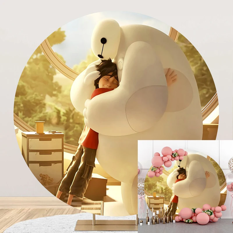 Baymax Big Hero 6 Birthday Party Decorations Props Backdrop Background For Photography Baby Shower Photozone Elastic Round