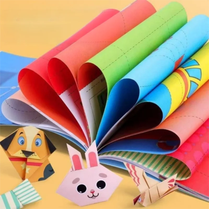 

Funny DIY Origami Book 15 Sheets Animals Pattern 3D Puzzle Origami Children Handmade Origami Origami Guide For Kindergarten