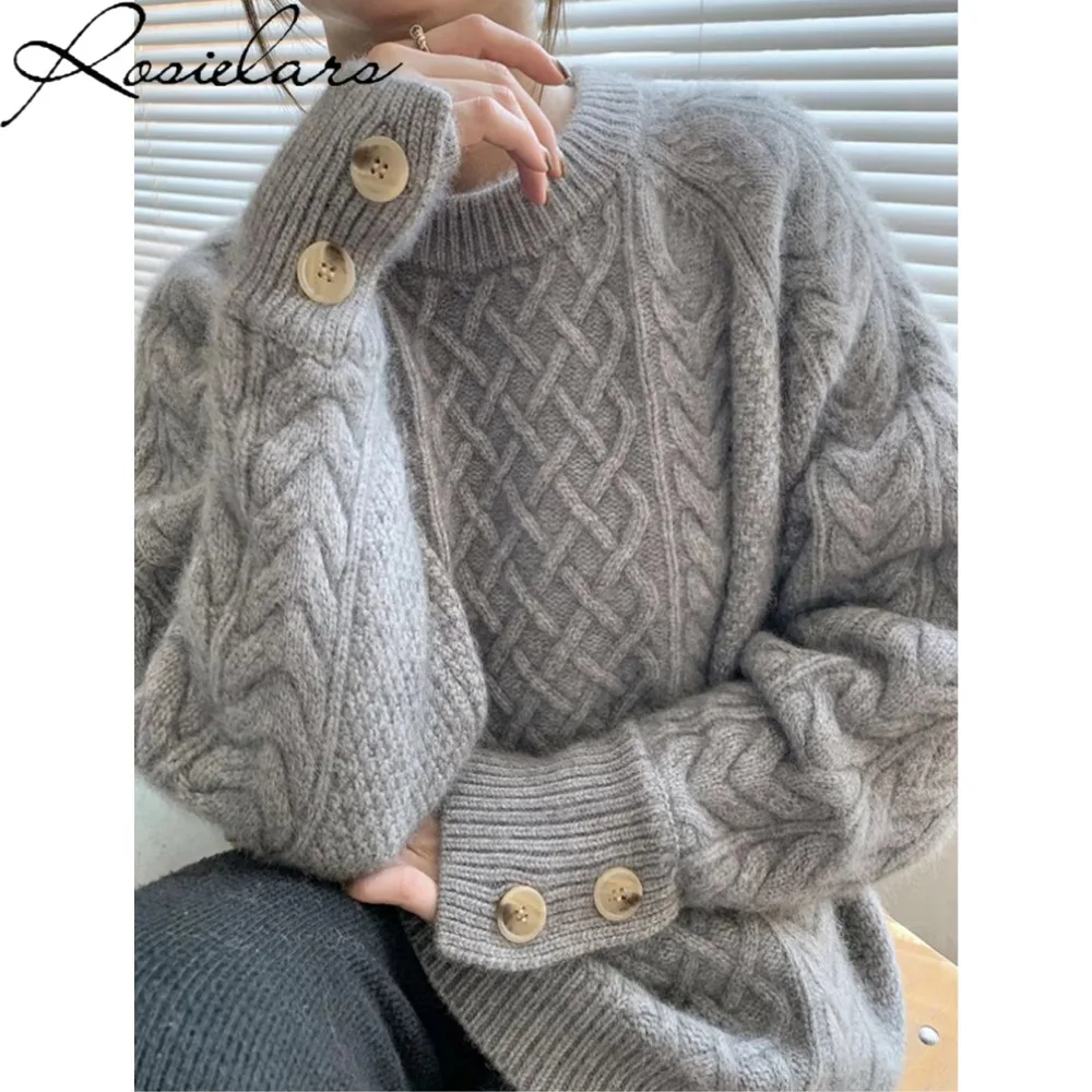 

2024 New Vintage Twist Sweater Female Autumn Soft Jumper Oversized Sweaters Women Thick Winter Tops Casual Pullover Streetwear