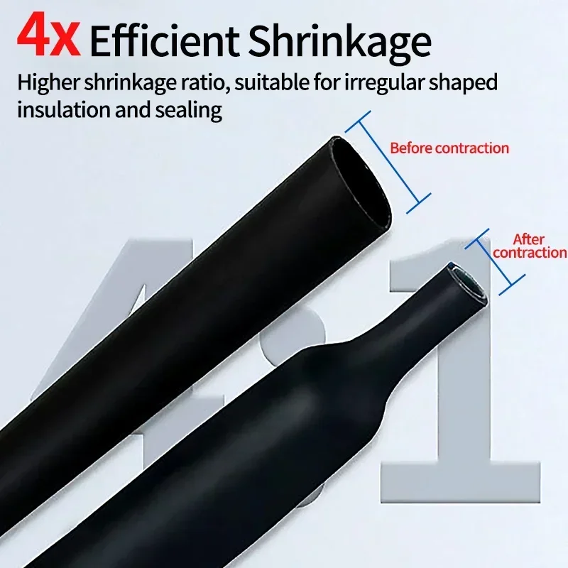 5~100M 4:1 Heat Shrink Tube with Glue Dual Wall Tubing Diameter 4 6 8 12 16 20 24 32mm Adhesive Lined Sleeve Wrap