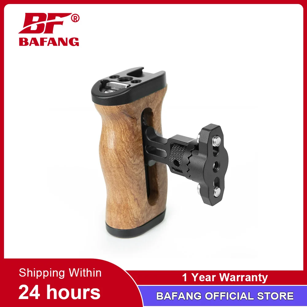 BAFANG New Arrival 1/4 inch Screw Universal Camera Wooden Side Handle with Cold Shoe Mount fit for TikTok Vlogging