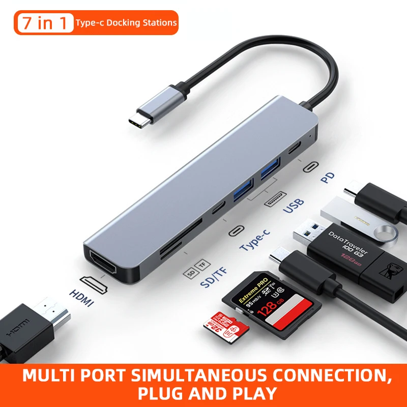 Hub Hub per Docking Station multifunzione di tipo c convertitore esterno Hdmi per schermo grande connettore per Laptop Usb