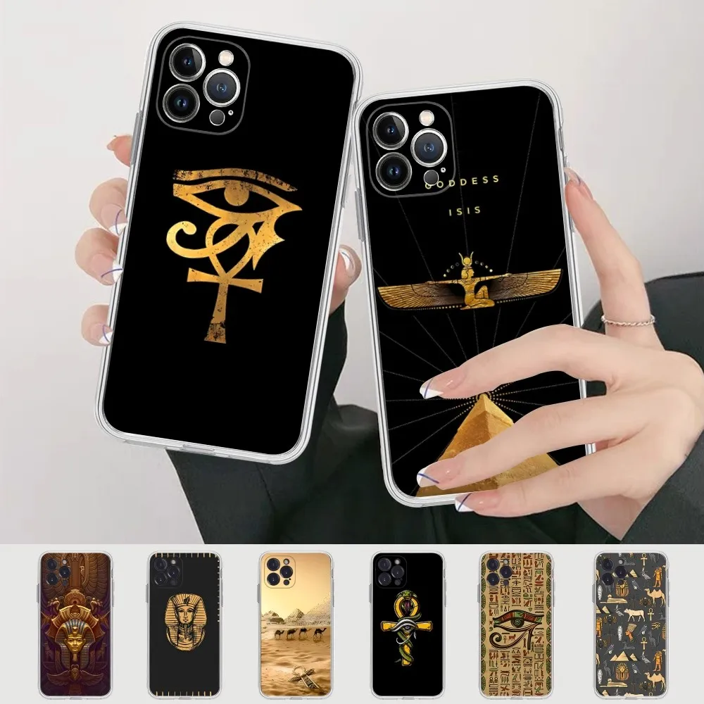 Egypt Nefertiti Anubis Ankh Phone Case For iPhone XR X XS Max 14 13 Pro Max 11 12 Mini 6 7 8 plus SE 2020 Printing Cover