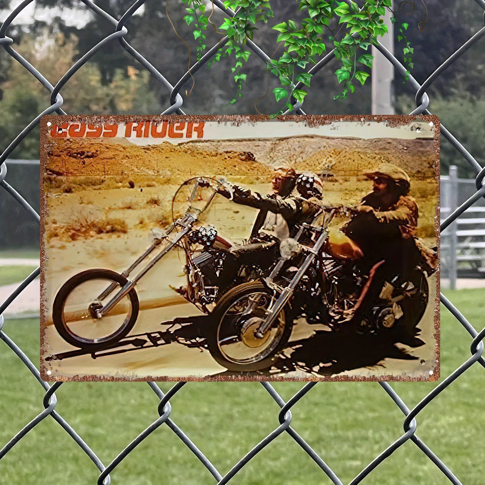 Vintage Easy Rider Metal Wall Art -  Retro Chopper Motorcycle Decor, Rustic Iron Sign for Home, Bar, or Club, Perfect Gift B