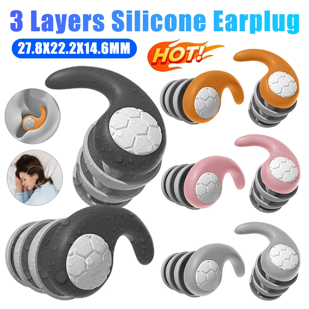 Silicone Sleeping Earplugs 3 Layer Swimming Ear Plugs Soundproof Lightweight  Earplug Canceling Noise Reduction For Travel Home