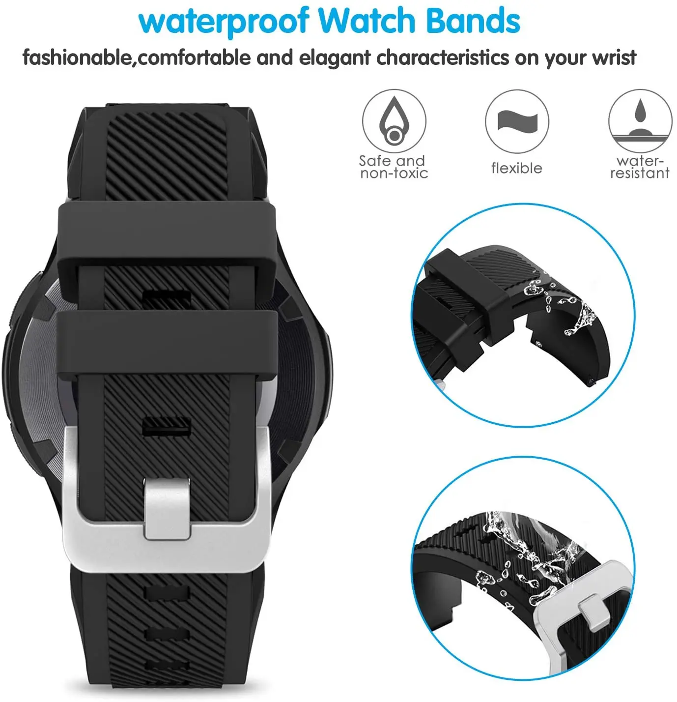 22mm watch strap For samsung Galaxy watch 3/45mm/46mm/Gear S3 Silicone smartwatch bracelet Huawei Watch Gt/2/3 Pro strap