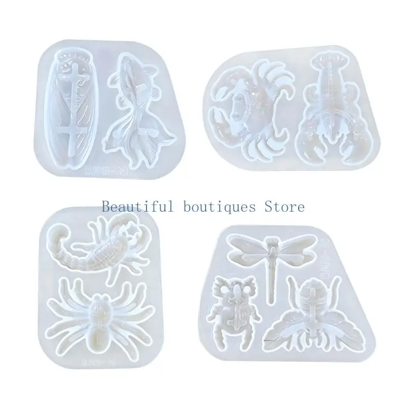 U4LF Translucent Silicone Craft Mold for Resin, Smooth Release Insect and Sea Themes