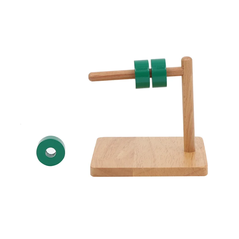 Juguetes Montessori para niños pequeños, discos de madera en pasador Horizontal, juego educativo para chico de 1 año, práctica de coordinación mano-ojo