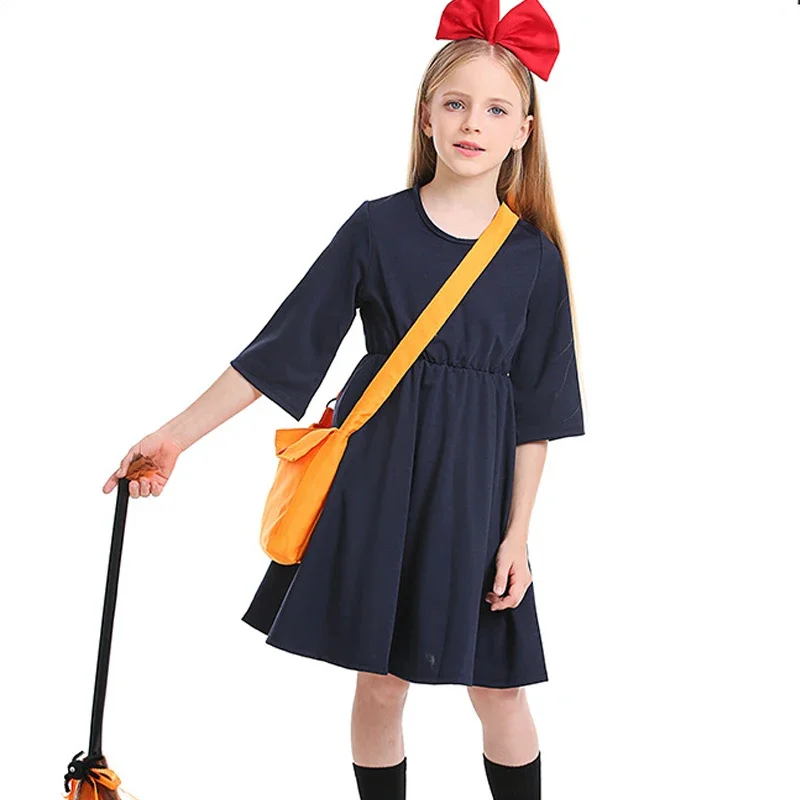 Halloween Witch Role Play Bag Outfit Kids Kiki Delivery Service Cosplay Costume Girls Lolita Dress Kawaii Minimalist Fancy Dress