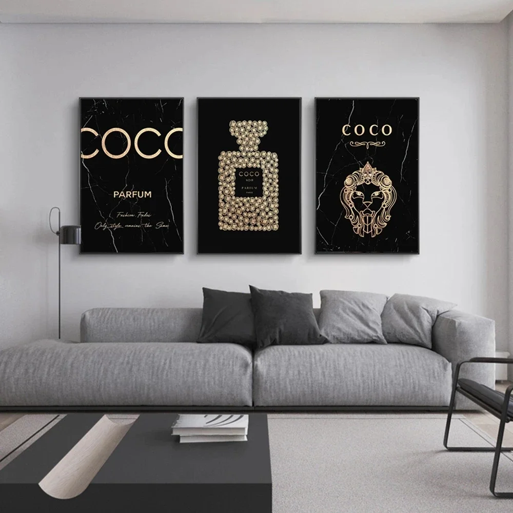 Fashion Wall Art COCO Perfume Luxury Bottle HD Oil on Canvas Posters and Prints Home Living Room Bedroom Decoration Gifts