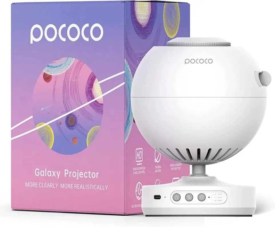 POCOCO Star Projector Galaxy Lite Home Planetarium Star Projector with Real Starry Star Light Presentation Night Light Ambiance