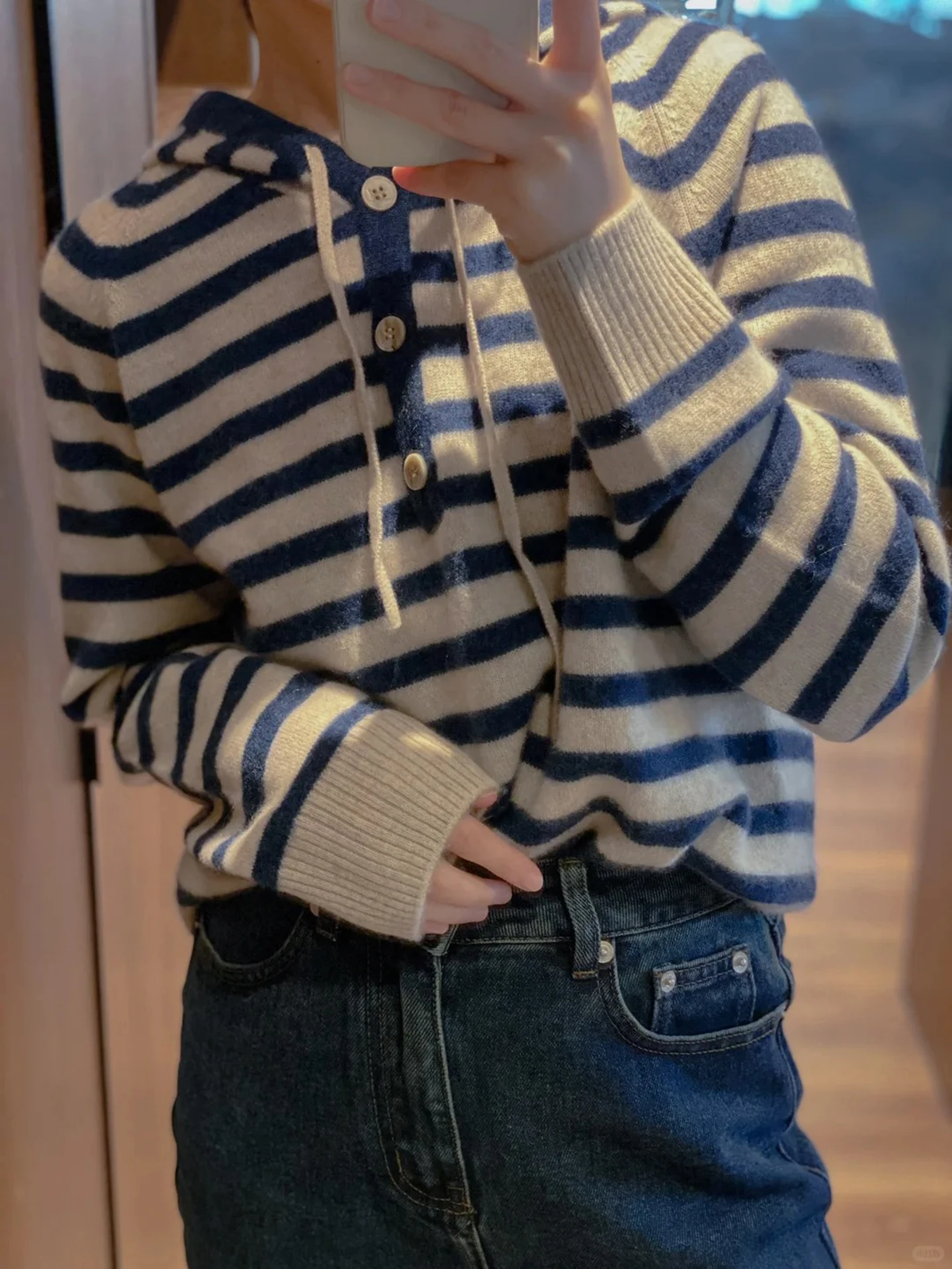 

Новый женский свитер из 100% мериносовой шерсти с цветными полосками, вязаный толстый пуловер с капюшоном, осенне-зимняя повседневная удобная одежда