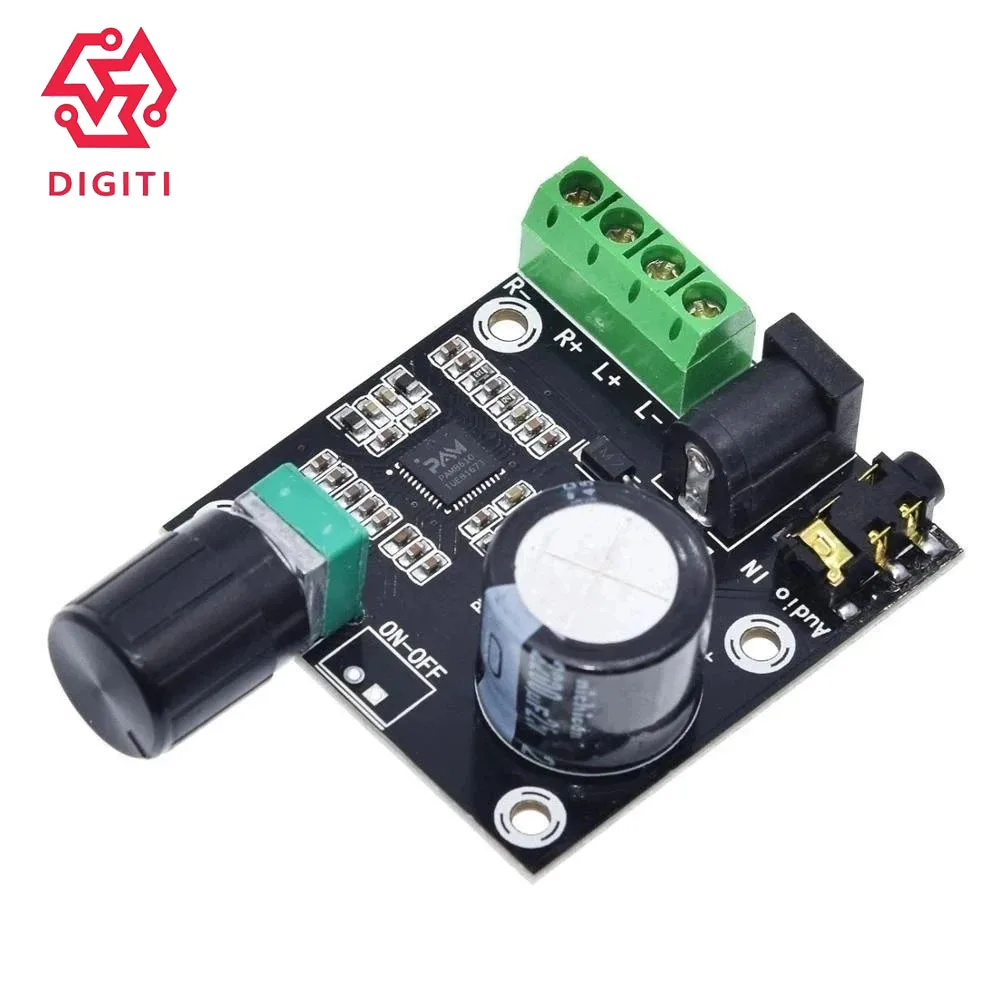 

Amplifier Module, Walfront PAM8610 DC12V 2-Channel Amplifier Digital Board Class D PWM Modulation Volume Amplifier Module