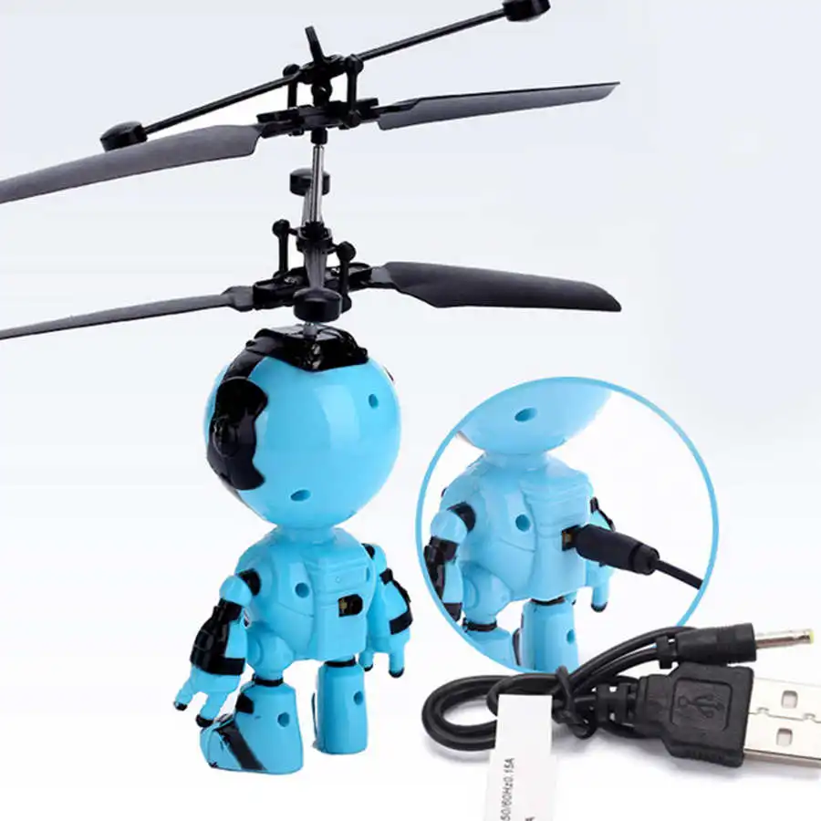 Creative Mini Induction Flying Robot Helicopter Drone USB Charging Induction Robot Suspension Aircraft Child Gift Fidget Toy