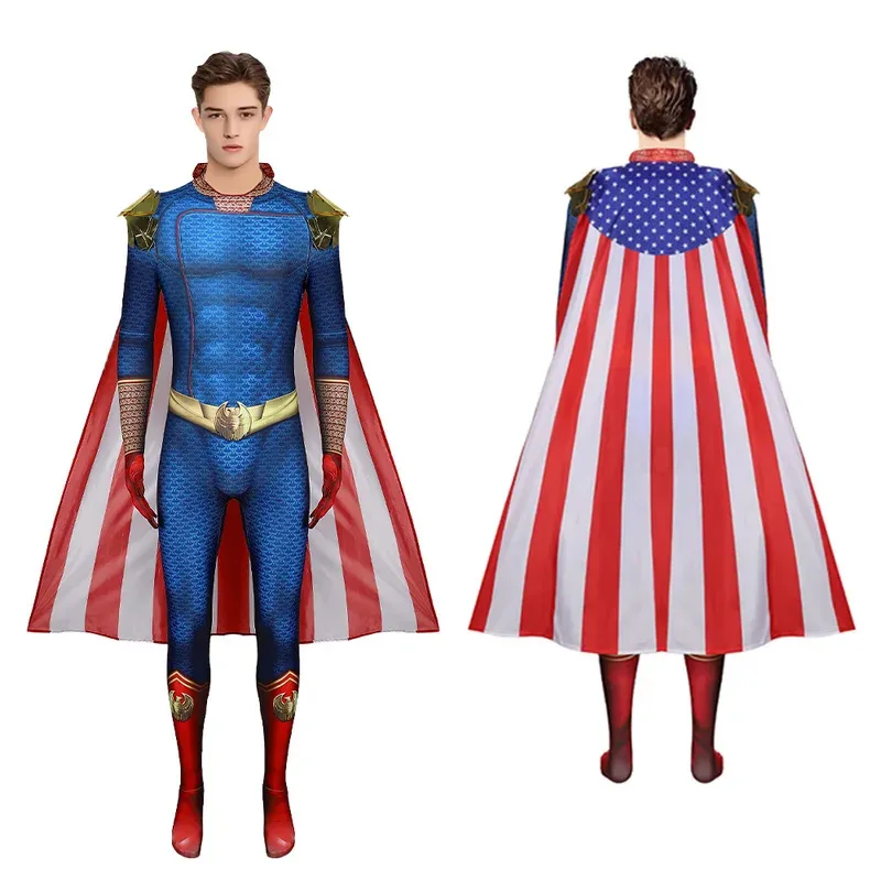 qa156The Boys Cospaly Superhero The Homelander Women Men Halloween Costume Antony Starr A Train Suit Jumpsuit Cloak Body