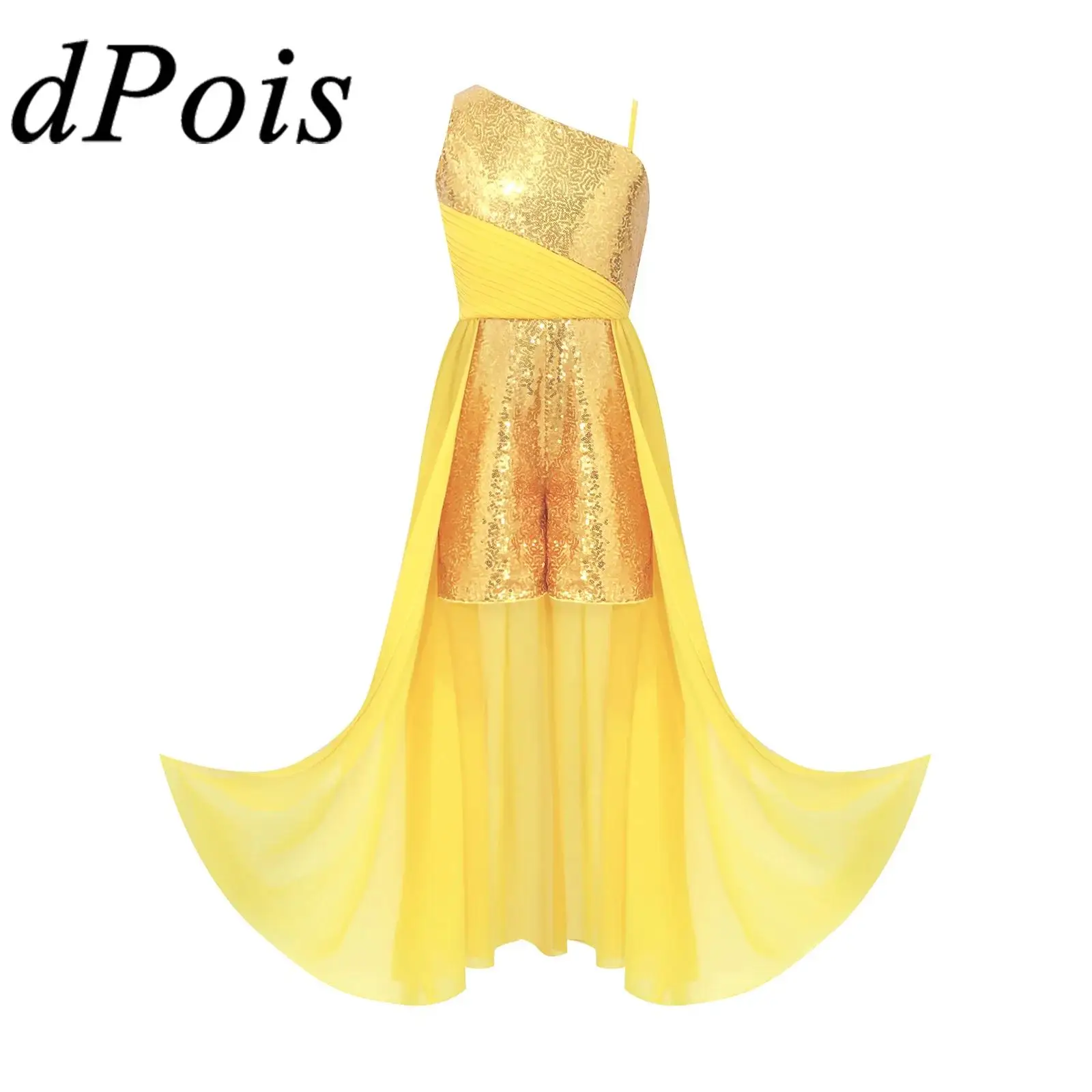 

Kids Girls Modern Dance Leoatrd Sequin Rompers Dress Pageant Outfit Sleeveless Jumpsuit Party Gown Stage Performance Costume