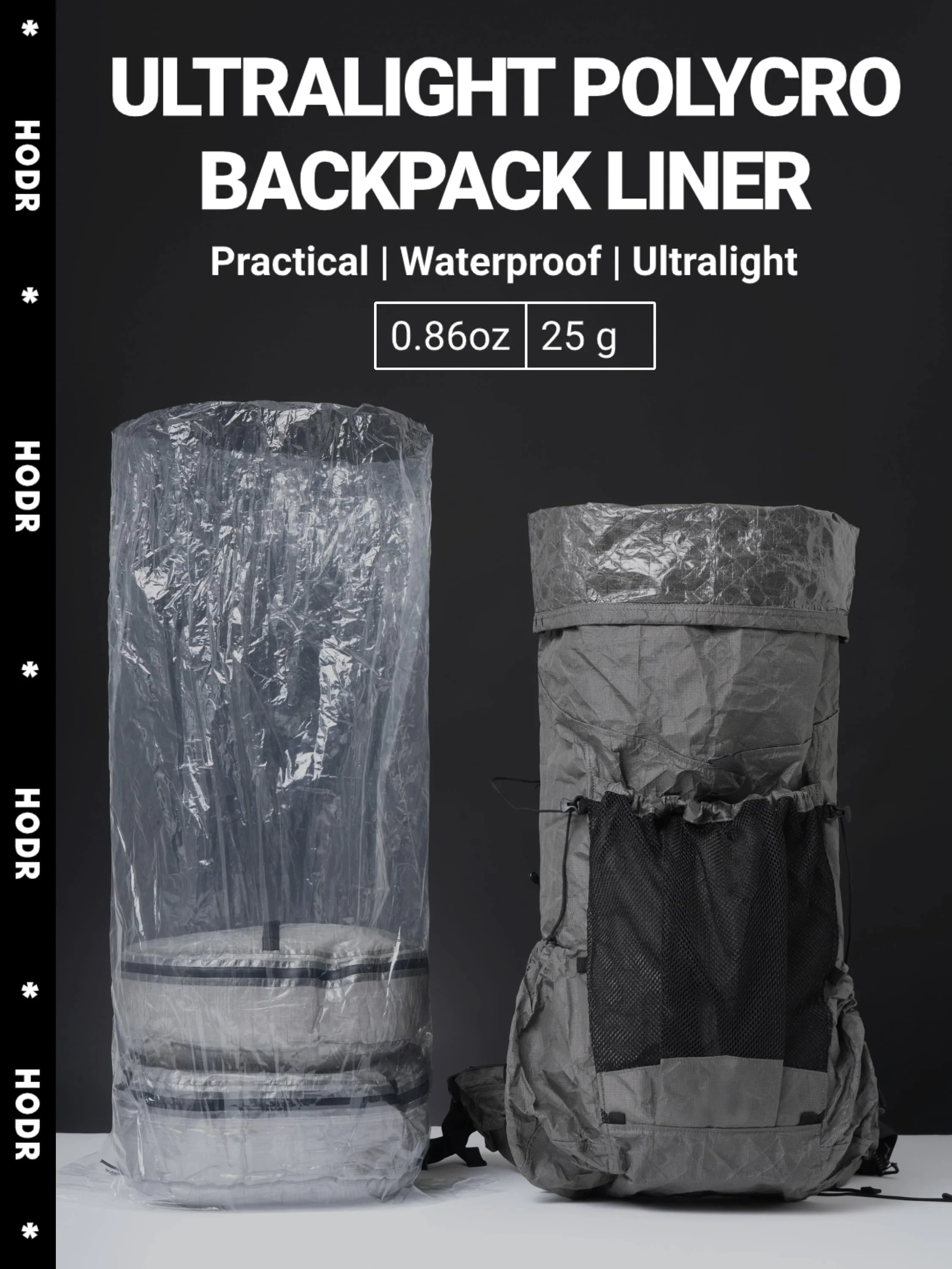 Rucksack-Innentasche, Verpackung, ultraleicht, 14 g Polycro-Innen-Trockentasche, wasserdichte Aufbewahrung für Wandern, Trekking, UL-Campingausrüstung – Detail 1