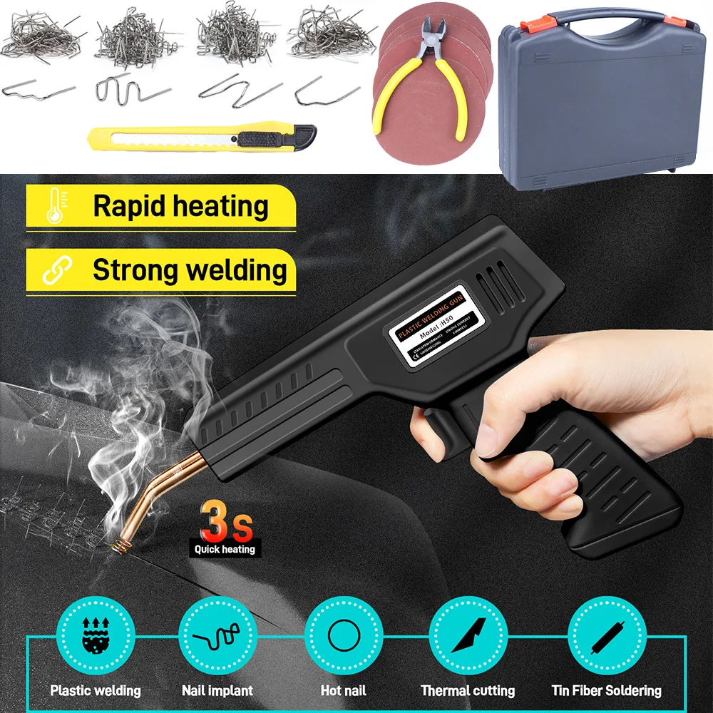 

50W Plastic Welder Machine Hot Staples Kit, Plastic Welding Gun Kit, Car Bumper Repair Kit, Plastic Repair Kit