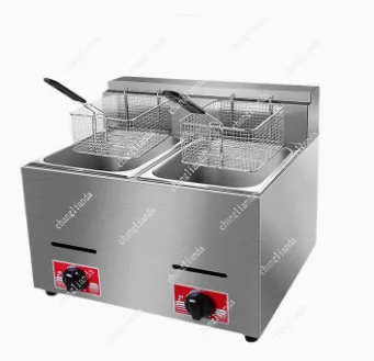 Commercial LPG Gas Deep Fryer With 8L Basket and Lid Stainless Steel Countertop Propane-LPG for Chips Fast Food Restaurant