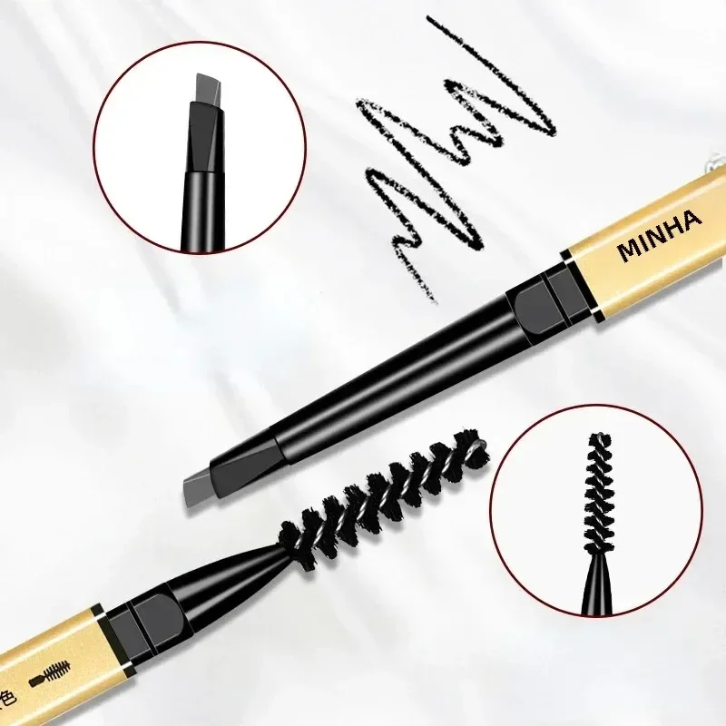 Small Gold Stick Double-Headed Eyebrow Pencil Ultra-Thin 3D Definition Lasting Non-Smudge Triangle Shape for Perfect Brows