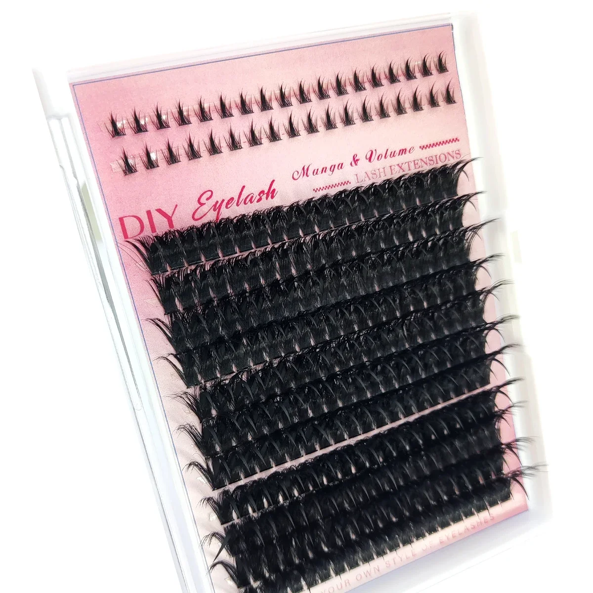 HBZGTLAD Vorgefertigte Fox-Eye Fluffy Lashes Manga Wimpernbüschel Natürliche Katzenaugen-Wimpern mit Spitzen-Wimpernbüscheln und unteren Wimpern – Detail 19