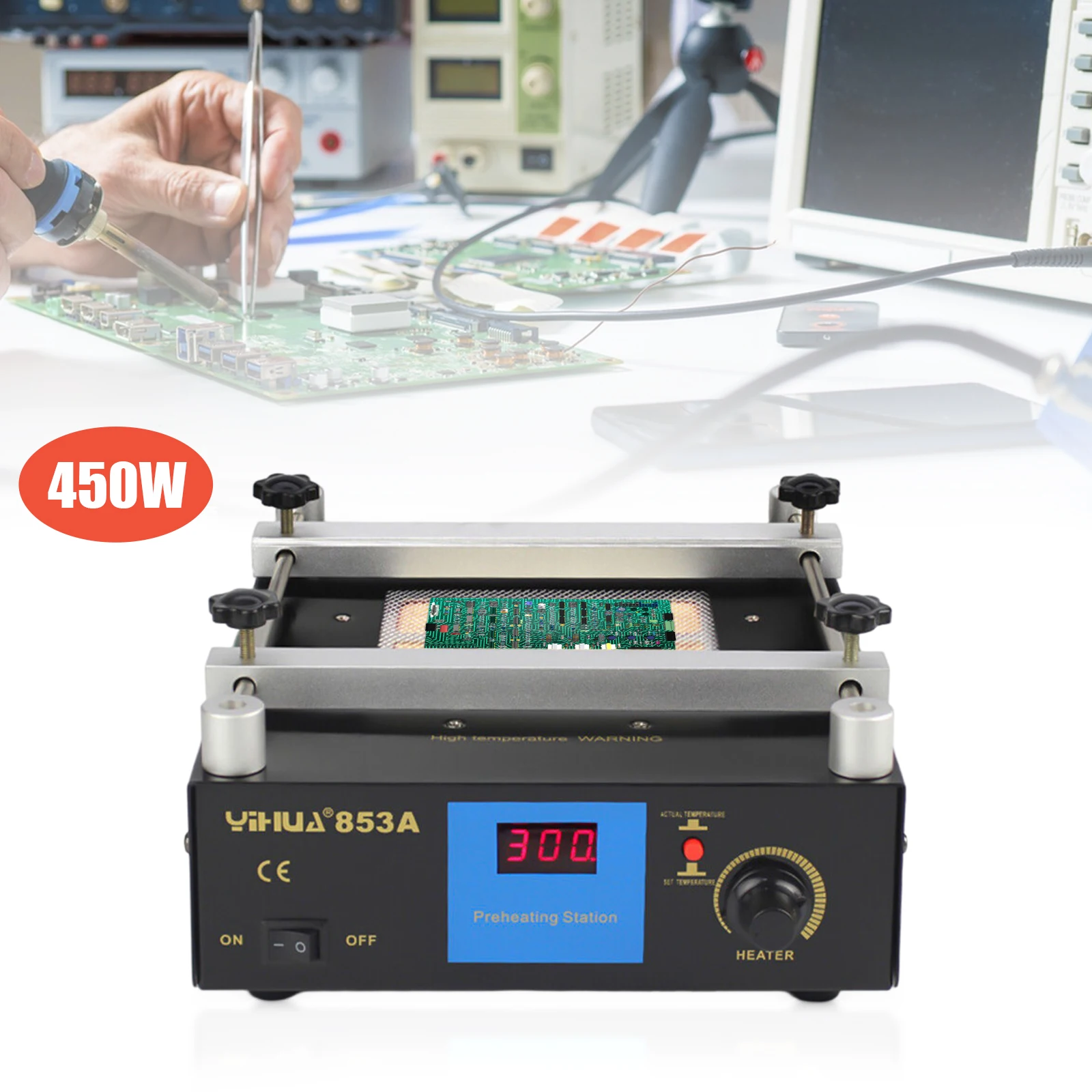 CNCEST SMD PCB Hot Plate Preheating BGA Rework Station Heating Plate Preheating Oven Welding Preheater Soldering Station 450W