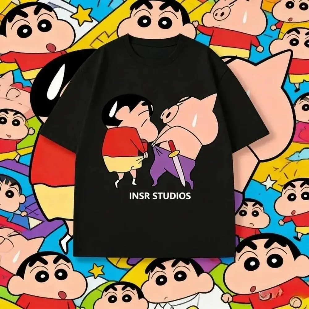 Crayon Shin Chan & Buriburizaemon Print T-Shirt Casual Unisex Short Sleeve Tops